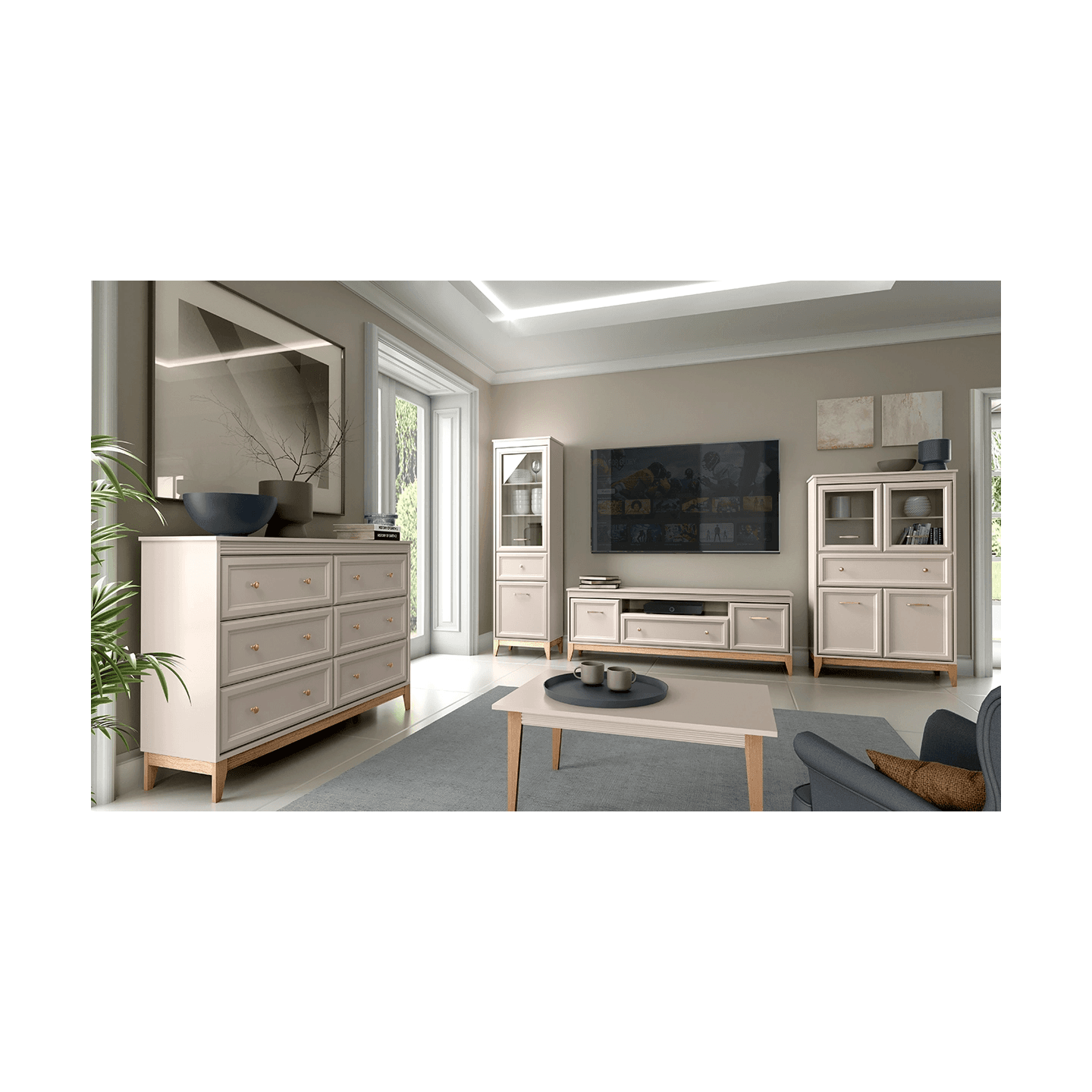 Stolik nocny Belumi 45 cm Kaszmir + Dąb