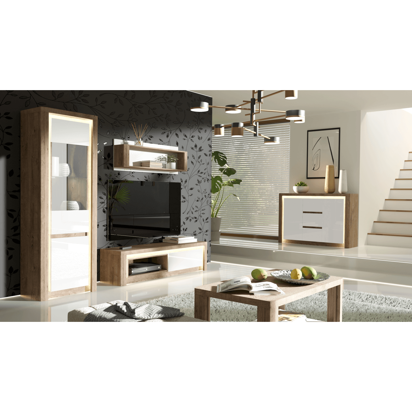 Komoda Melva 114 cm Dąb Ribbeck + Biały