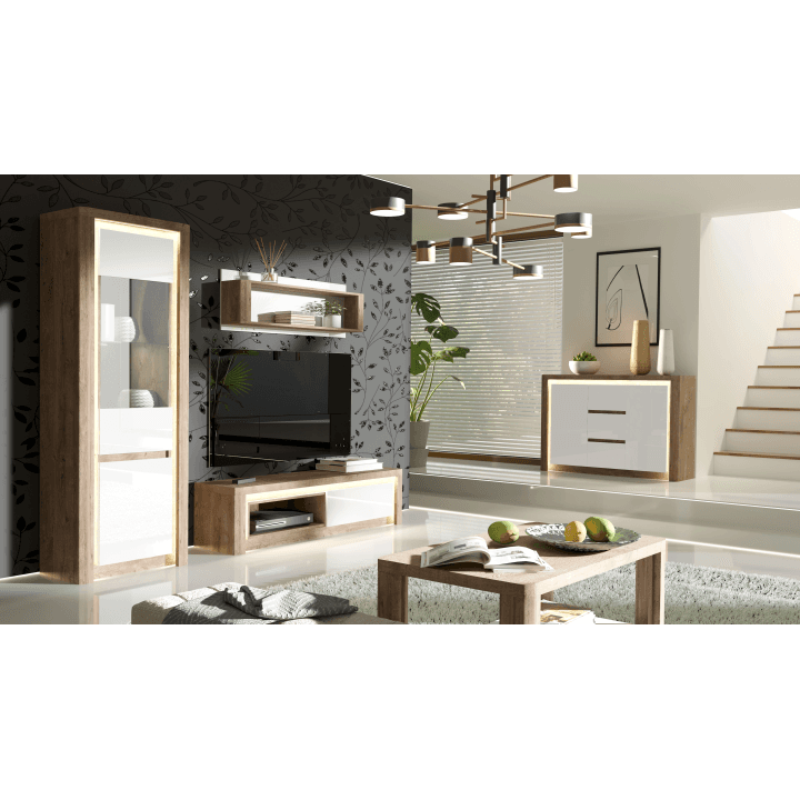 Półka na ścianę Melva 120 cm Dąb Ribbeck + Biały - zdjęcie 2