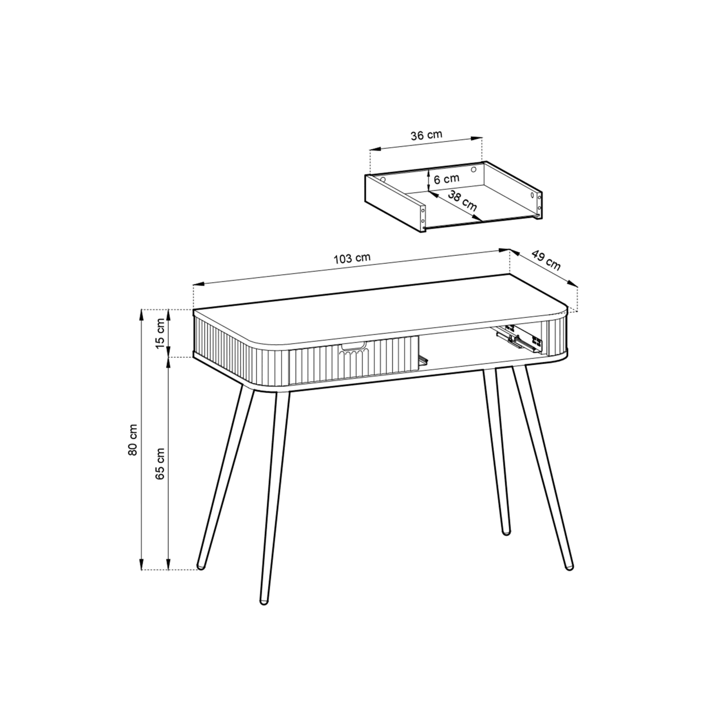 Toaletka Nole 103 cm Kaszmir + czarne