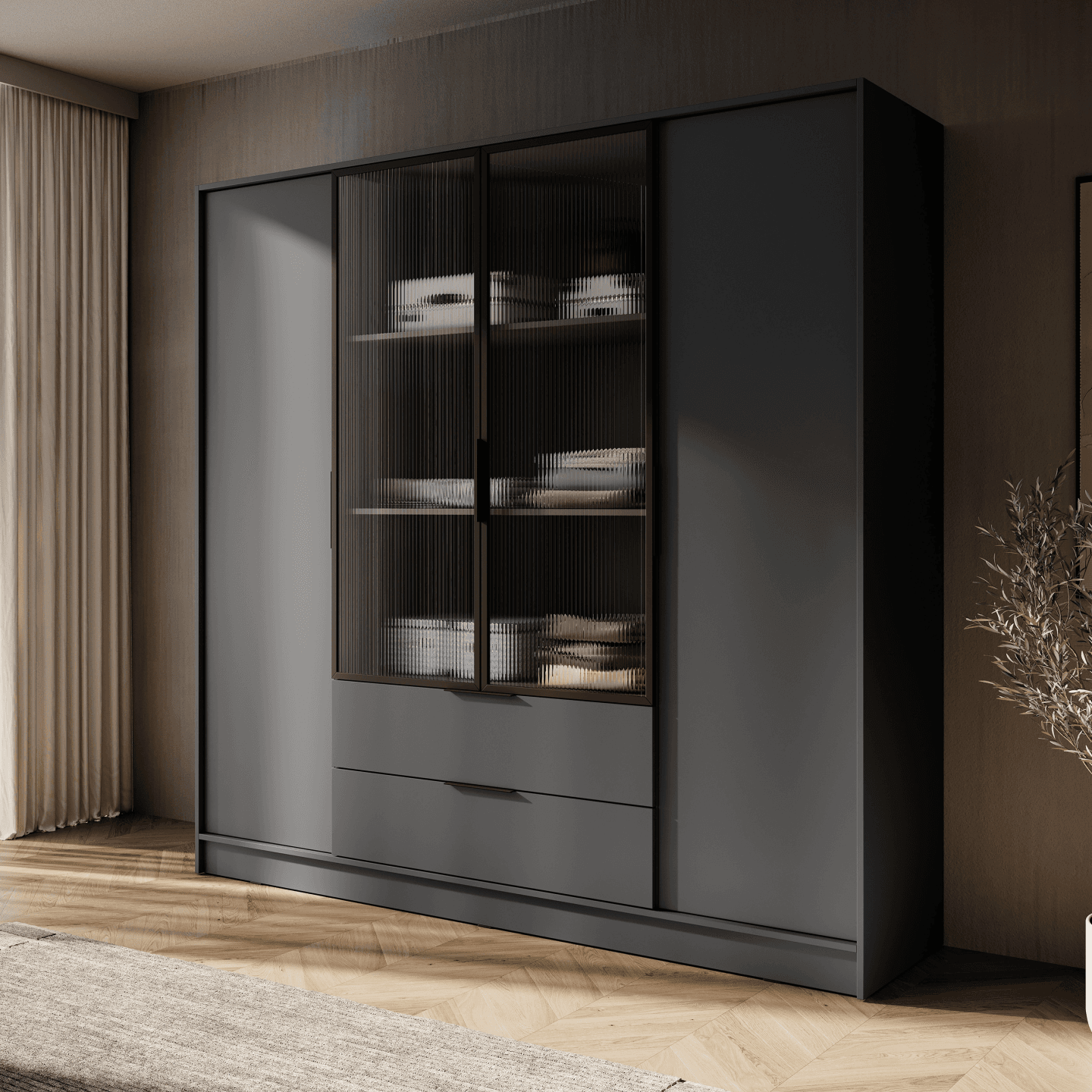 Szafa Melly 4DRM polki grafit - zdjęcie 2