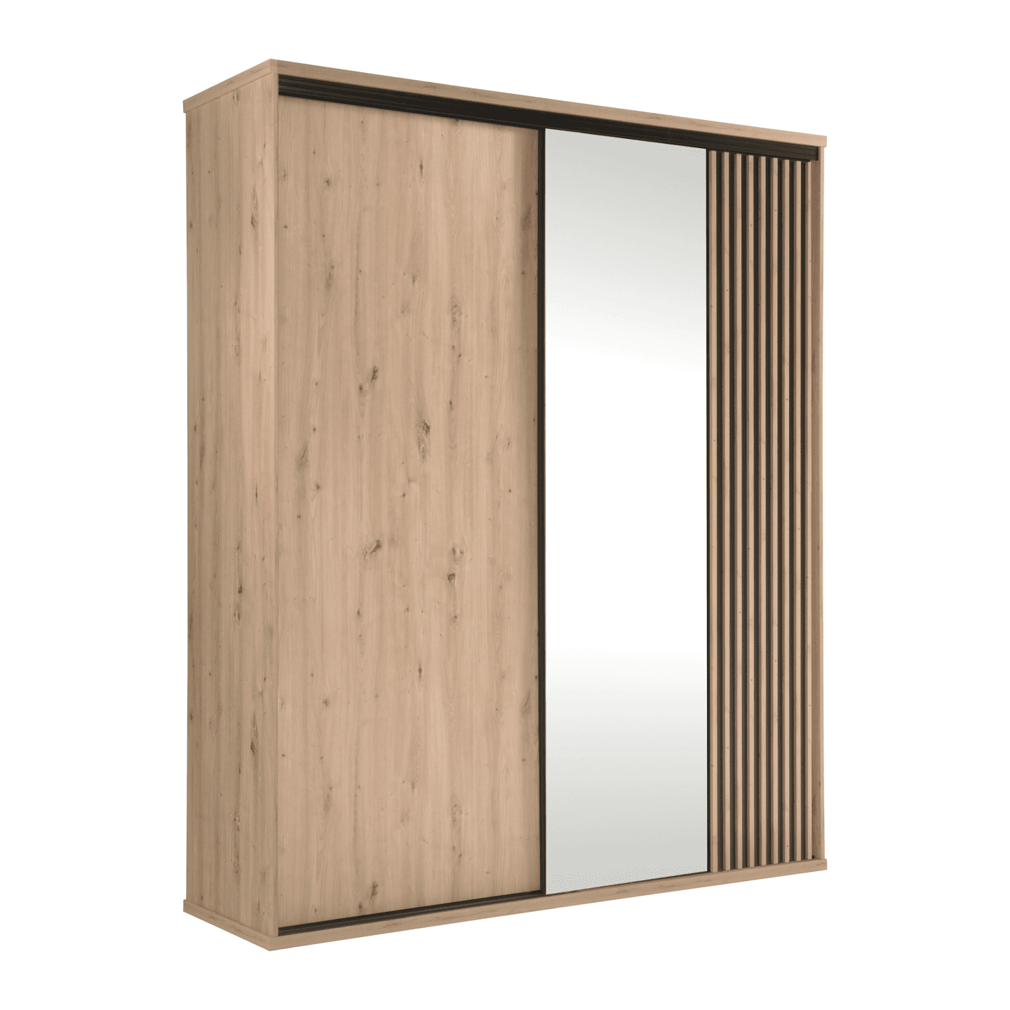 Szafa z lustrem Norvian 199 cm Dąb Artisan + Czarny
