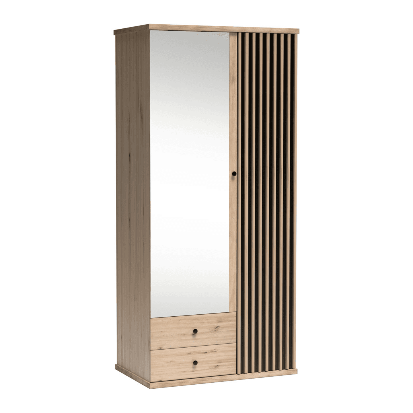 Szafa z lustrem Norvian 100 cm Dąb Artisan + Czarny