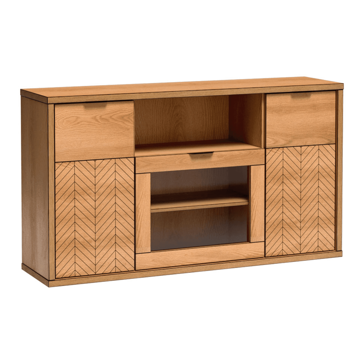 Komoda z witryną Lorensa 158 cm Dąb Karmel