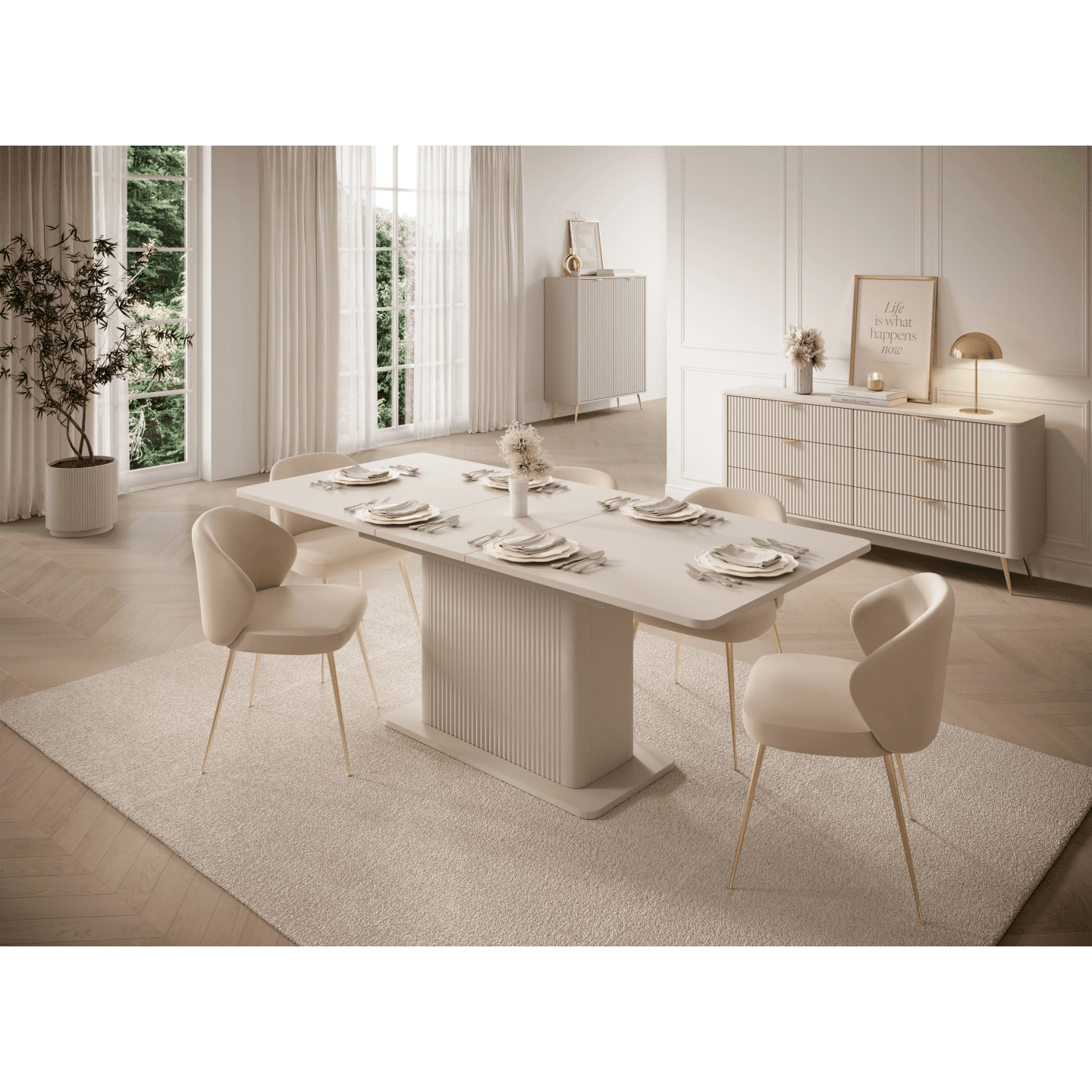 Rozkładany stół Verona 160-200 cm Beżowy - zdjęcie 2