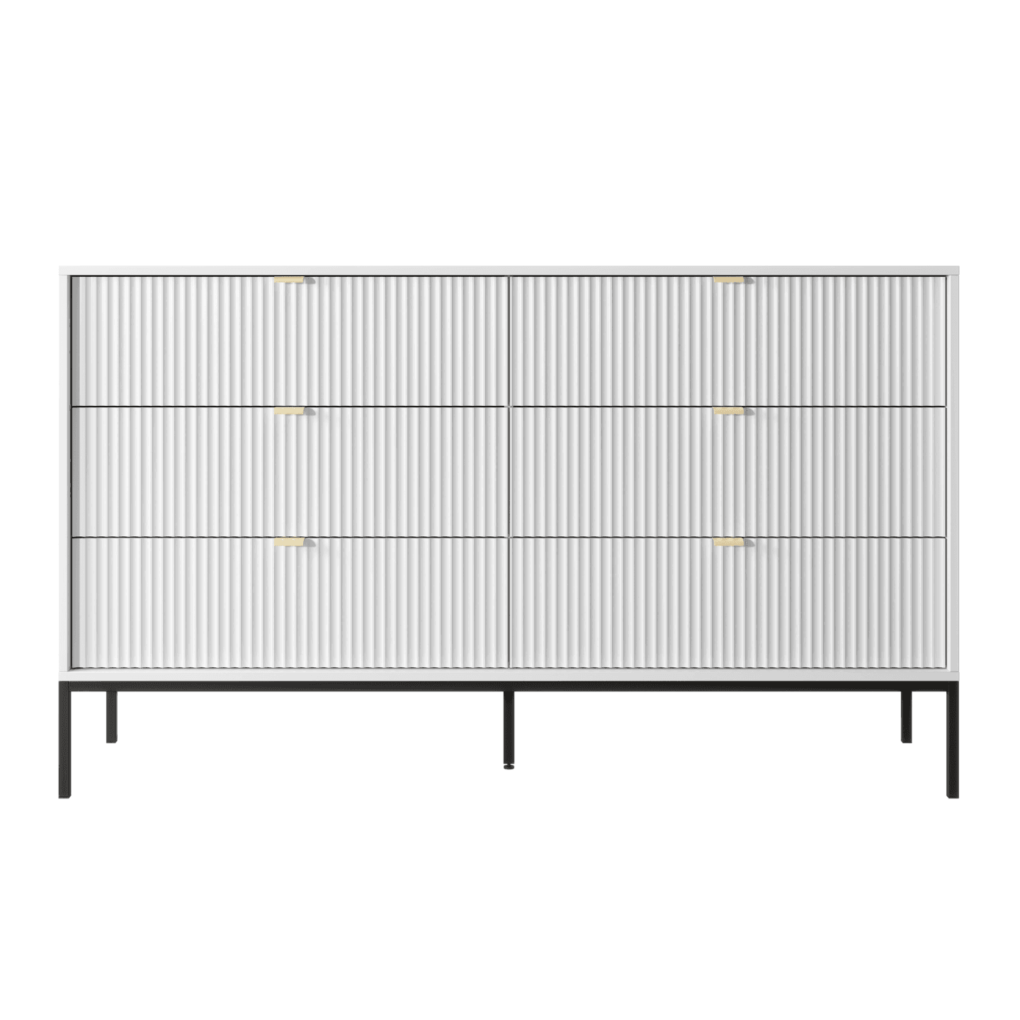 Komoda Crow z sześcioma szufladami biała + czarne nóżki