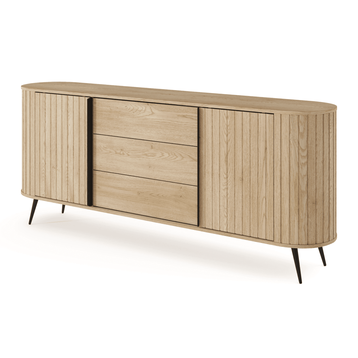 Komoda Aula 196 cm Dąb cremona + czarne nóżki