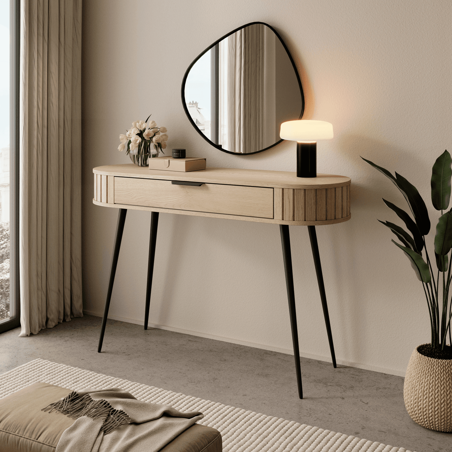 Toaletka Aula 120 cm Dąb cremona + czarne nóżki - zdjęcie 2