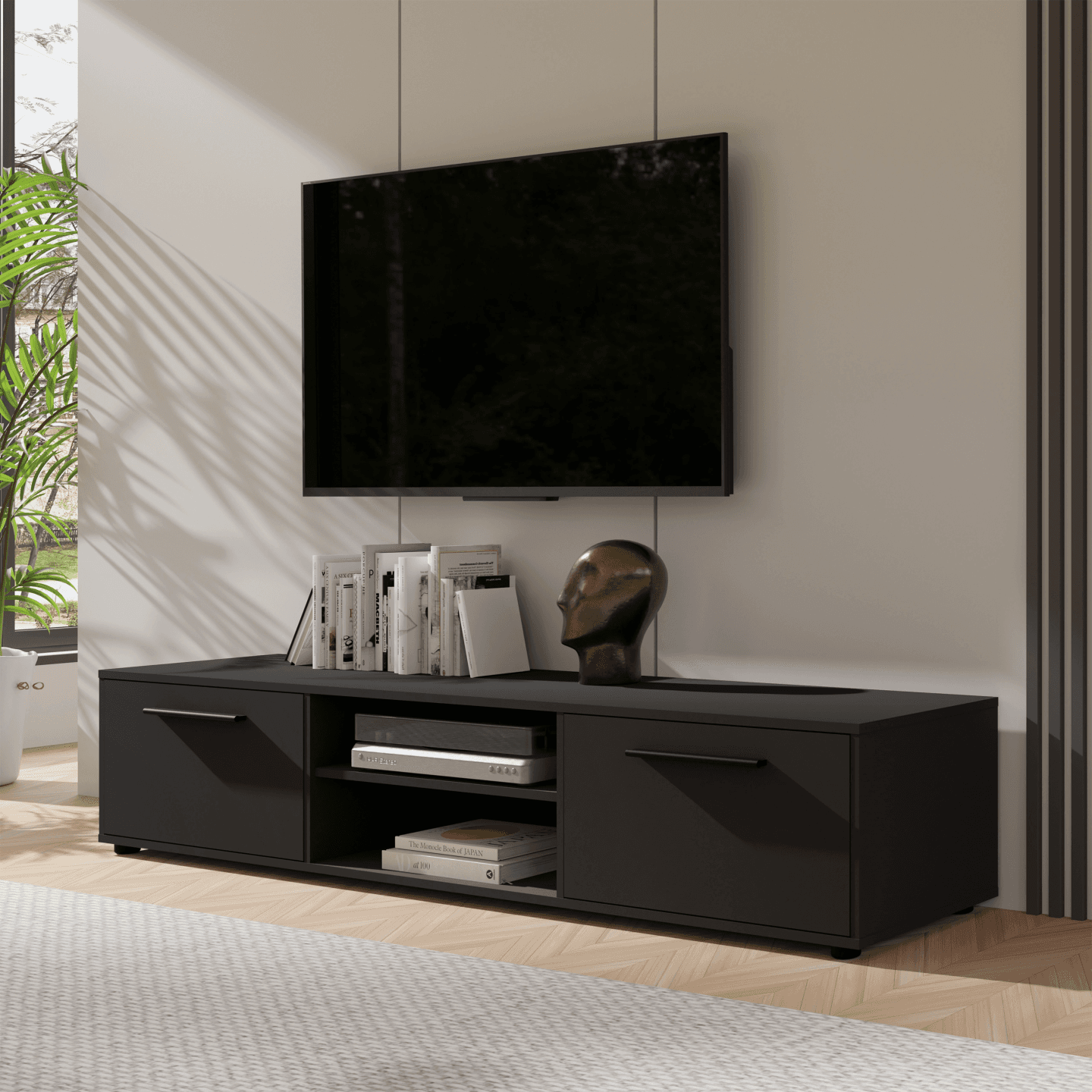 Szafka RTV Ones 190 cm Czarna - zdjęcie 2